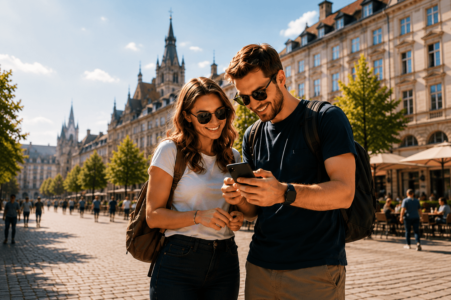 Moneycaching Spieler mit Smartphone